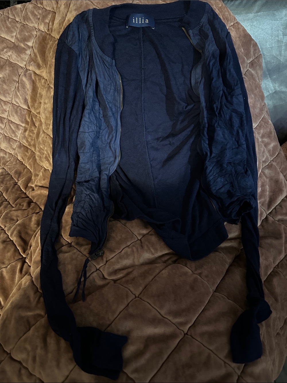 Montage Beverly Hills-illia suede bomber jacket  navy blue